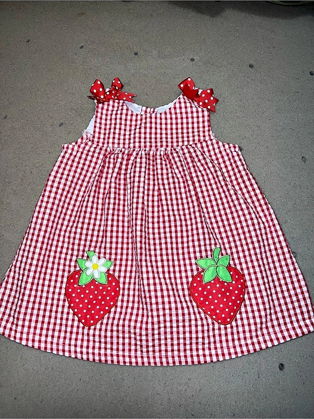 Rare Editions Gingham Strawberry Dress Girls 12M